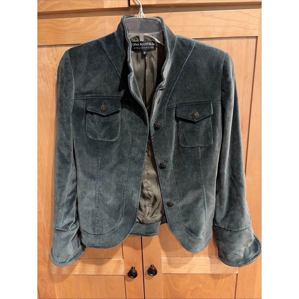 Women's Sz 4 GINA MANTELLI Green Velvet Jacket - Academia, Whimsigoth